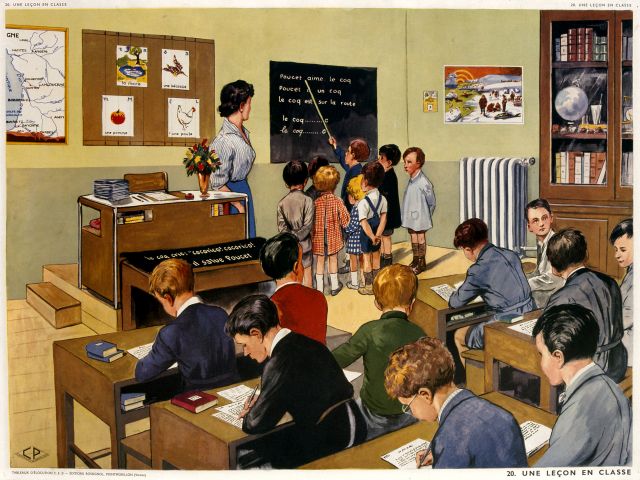 Une leçon en classe (plusieurs niveaux) 1958
