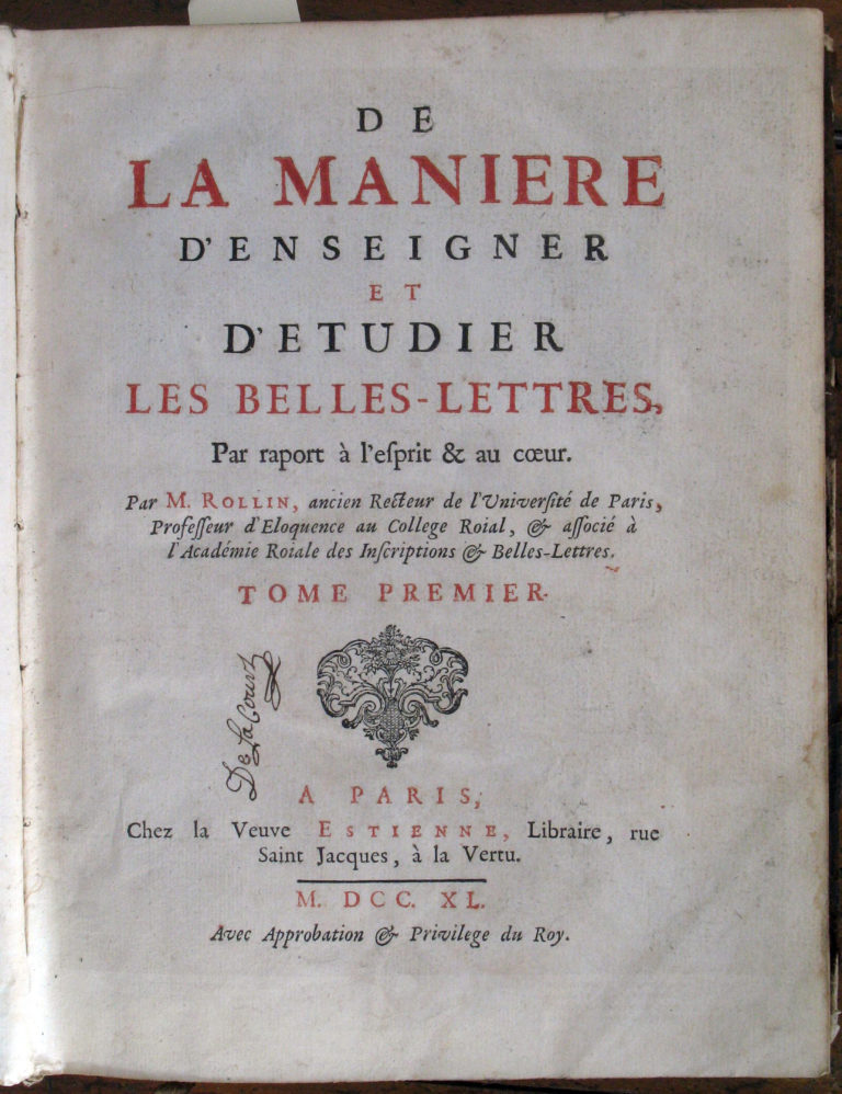 Manuel de pédagogie de 1740