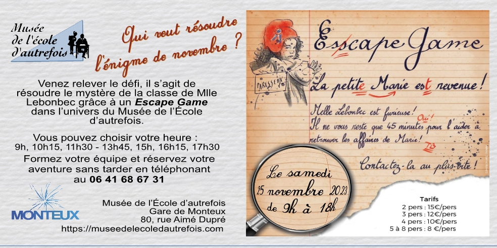 affiche Escape Game octobre